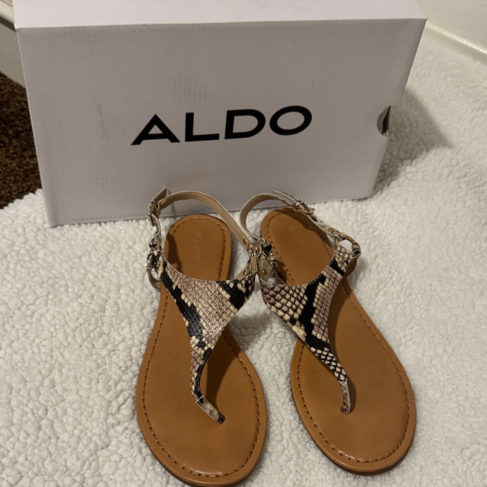 ALDO Women's Sandals - Snakeskin Black and Cream